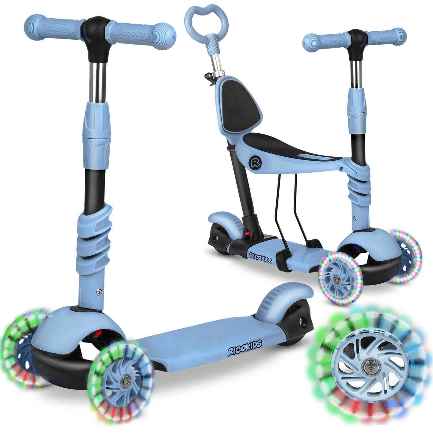 Ricokids Todi Tricycle Scooter - Blue/Grey