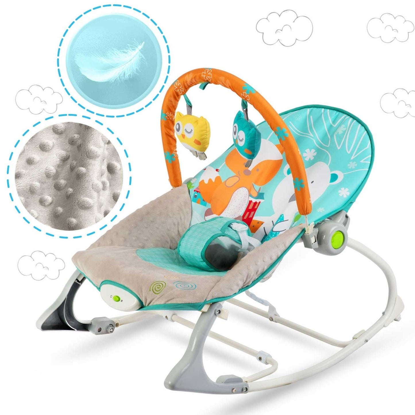 Ricokids Vibration Rocking Chair - White and Blue