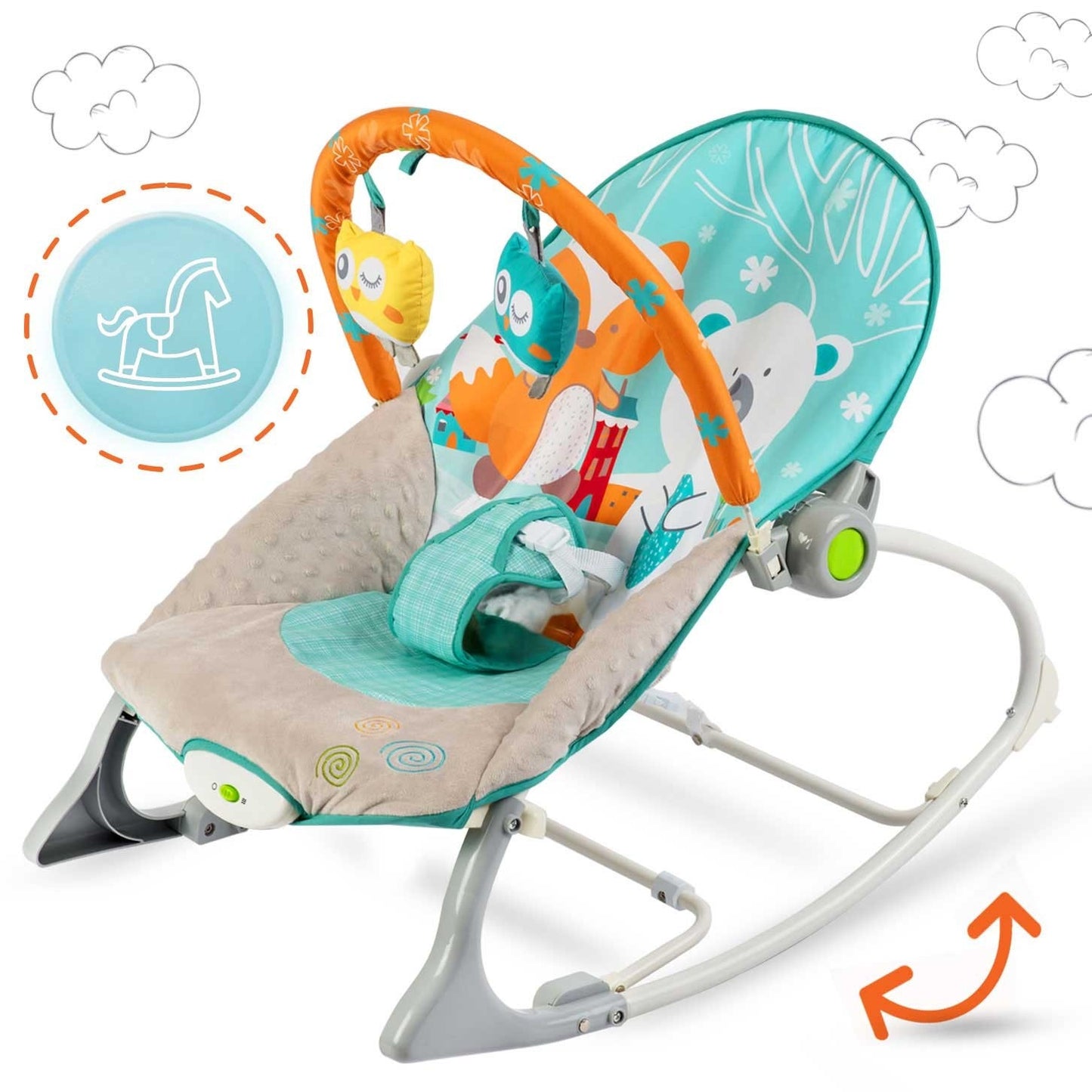 Ricokids Vibration Rocking Chair - White and Blue
