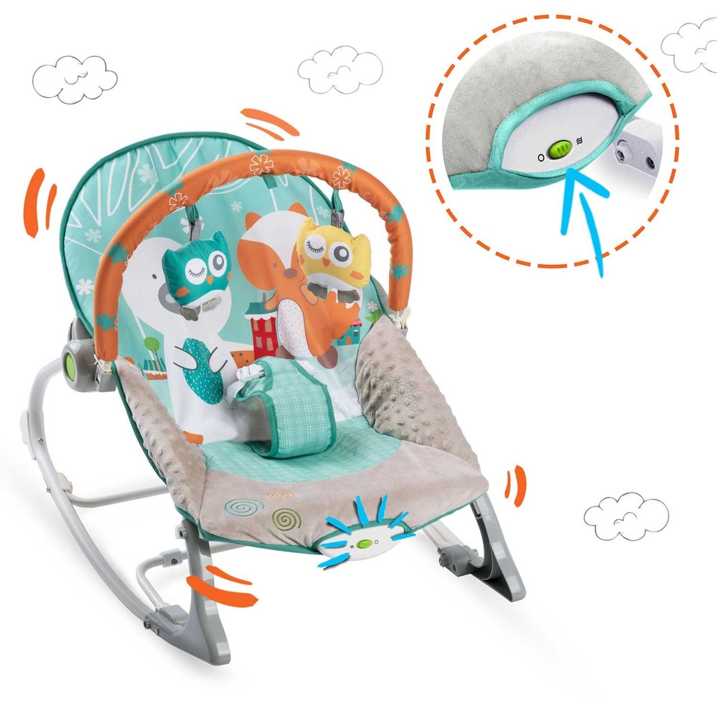 Ricokids Vibration Rocking Chair - White and Blue