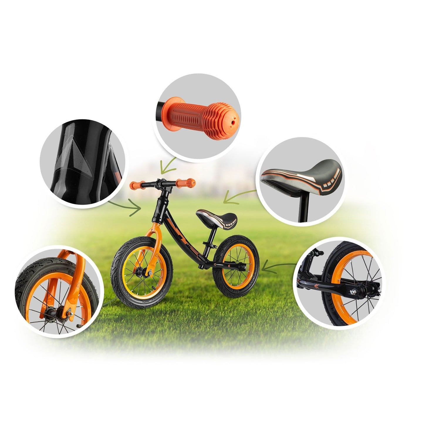 Ricokids balance bike for children black and orange