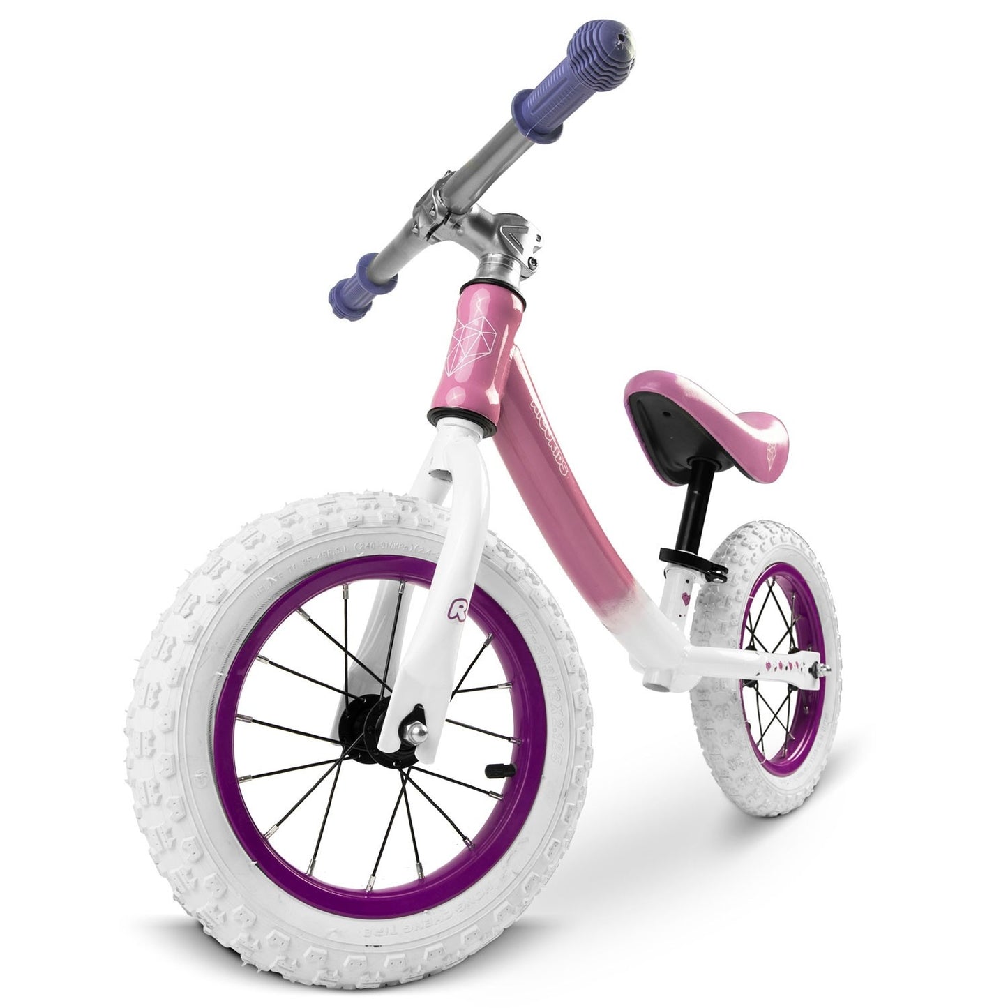 Ricokids balance bike for children white and pink