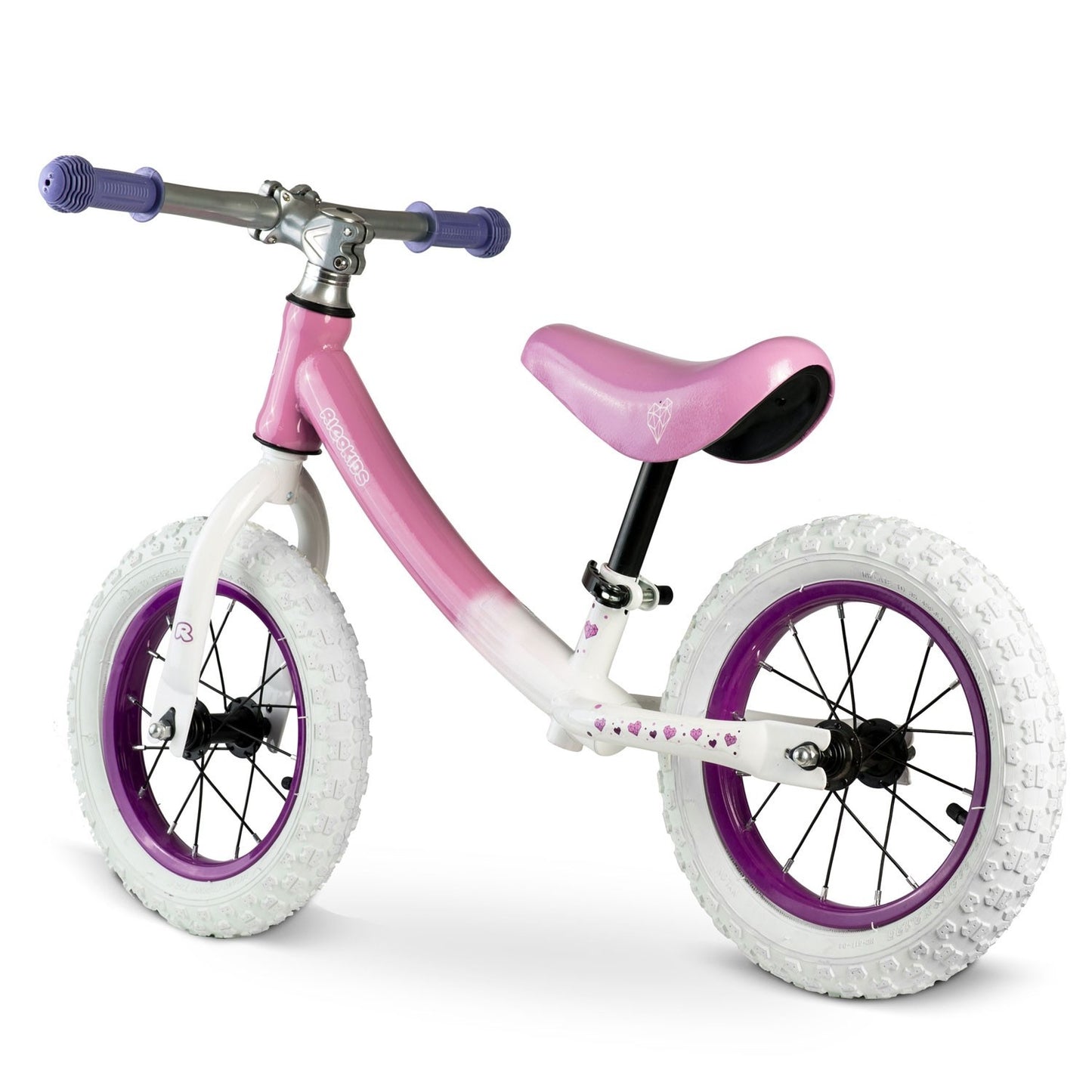 Ricokids balance bike for children white and pink