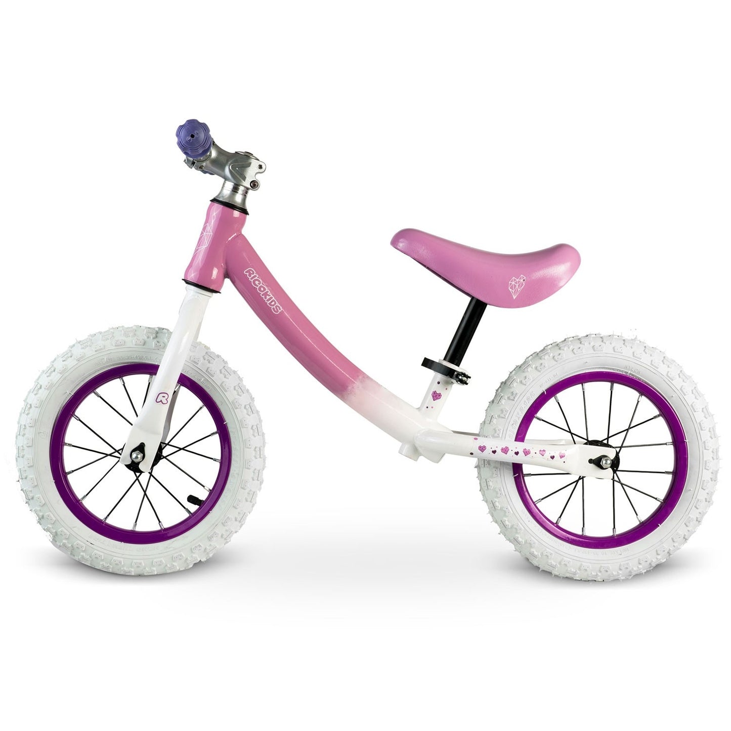 Ricokids balance bike for children white and pink