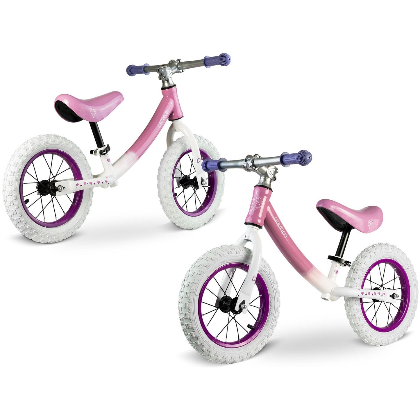 Ricokids balance bike for children white and pink