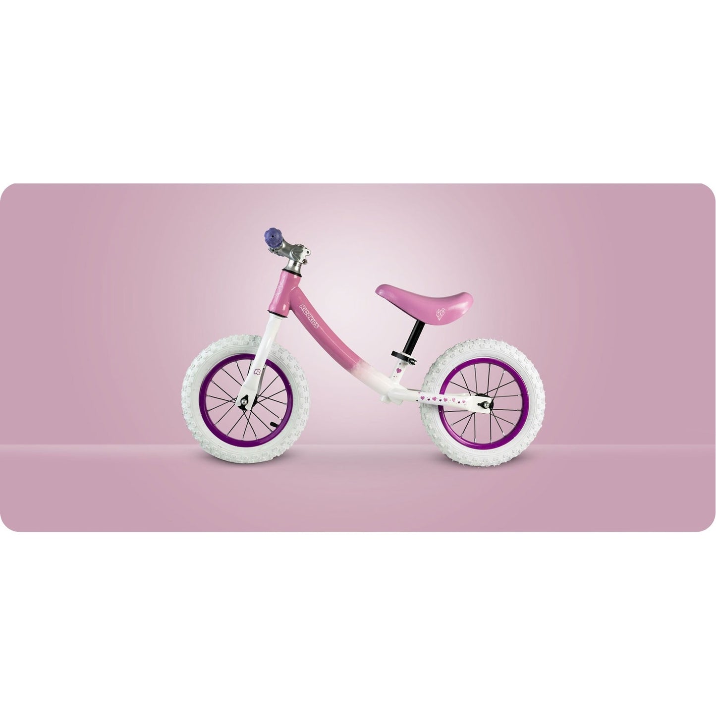 Ricokids balance bike for children white and pink