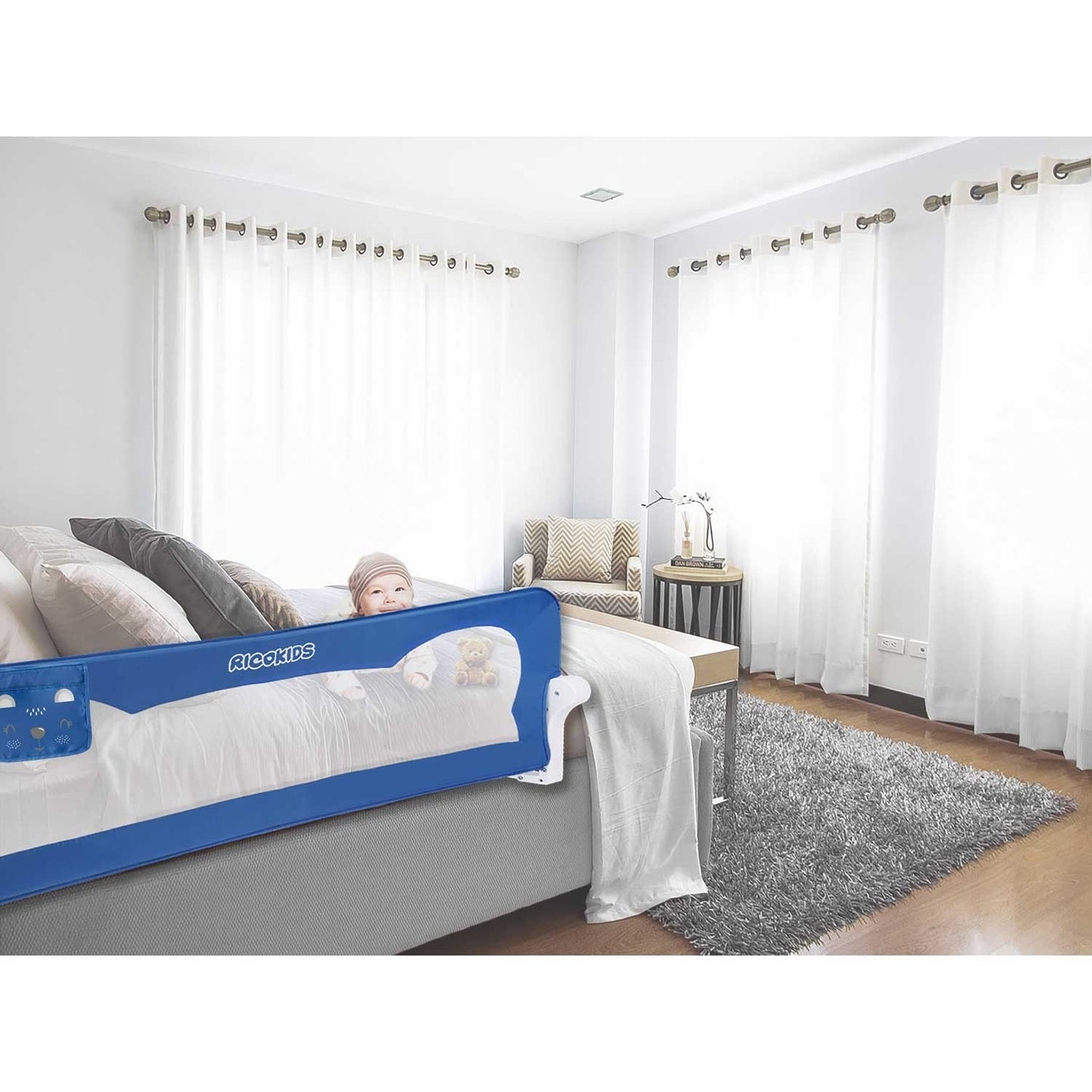 Ricokids blue bed guardrail 150x42x35cm