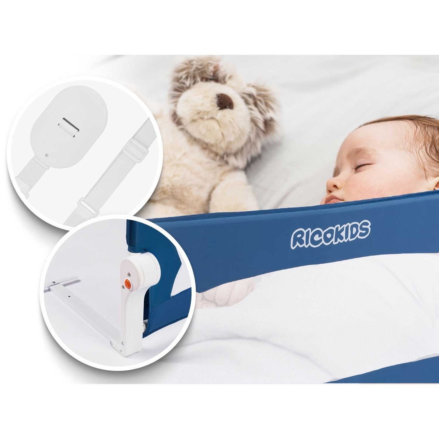 Ricokids blue bed guardrail 150x42x35cm