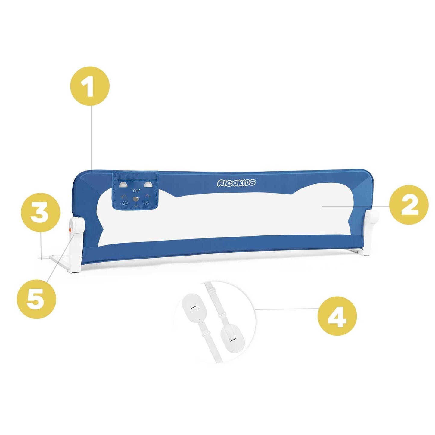 Ricokids blue bed guardrail 150x42x35cm