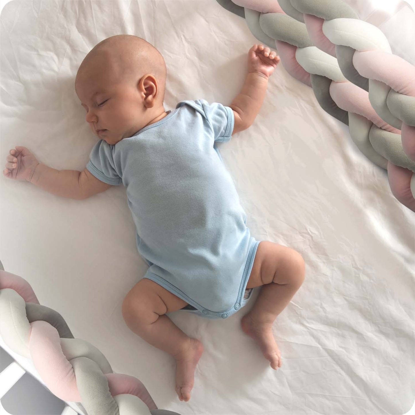 Ricokids crib wrap 2m - pink and gray
