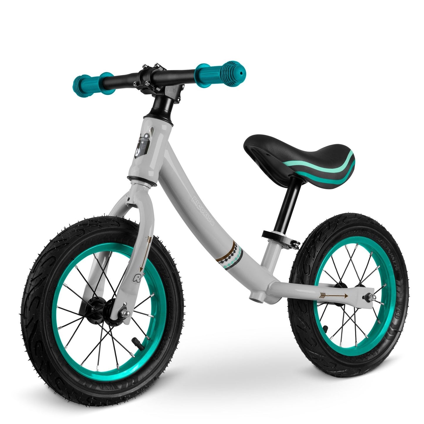 Ricokids gray-turquoise balance bike for children