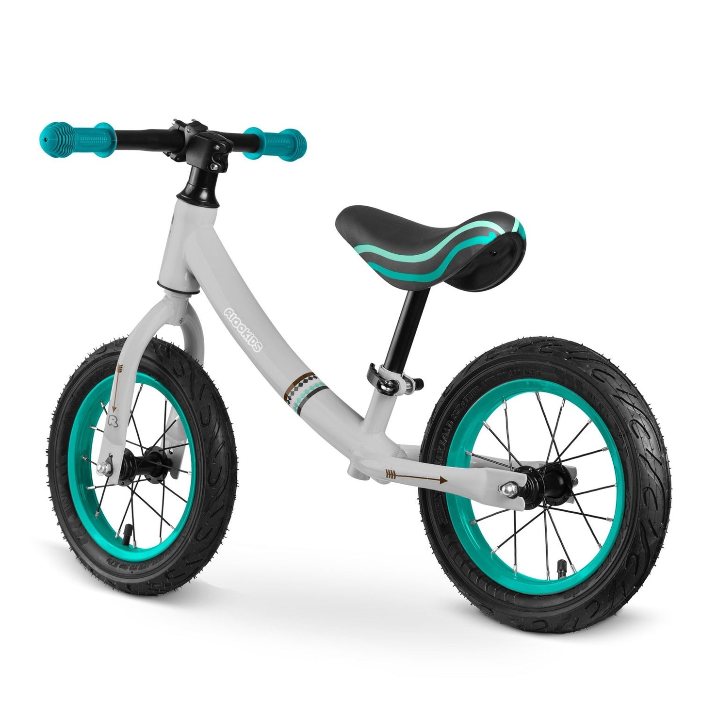 Ricokids gray-turquoise balance bike for children
