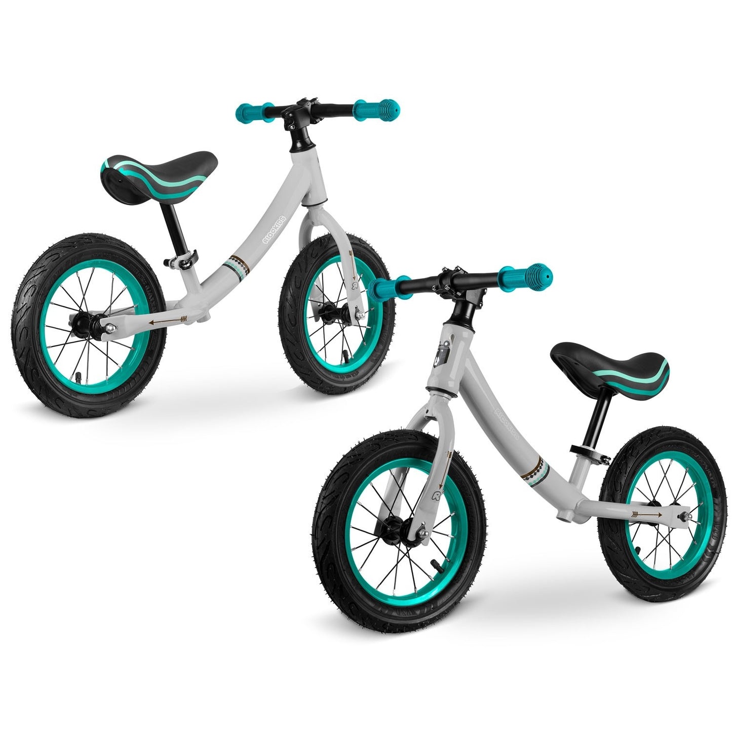 Ricokids gray-turquoise balance bike for children