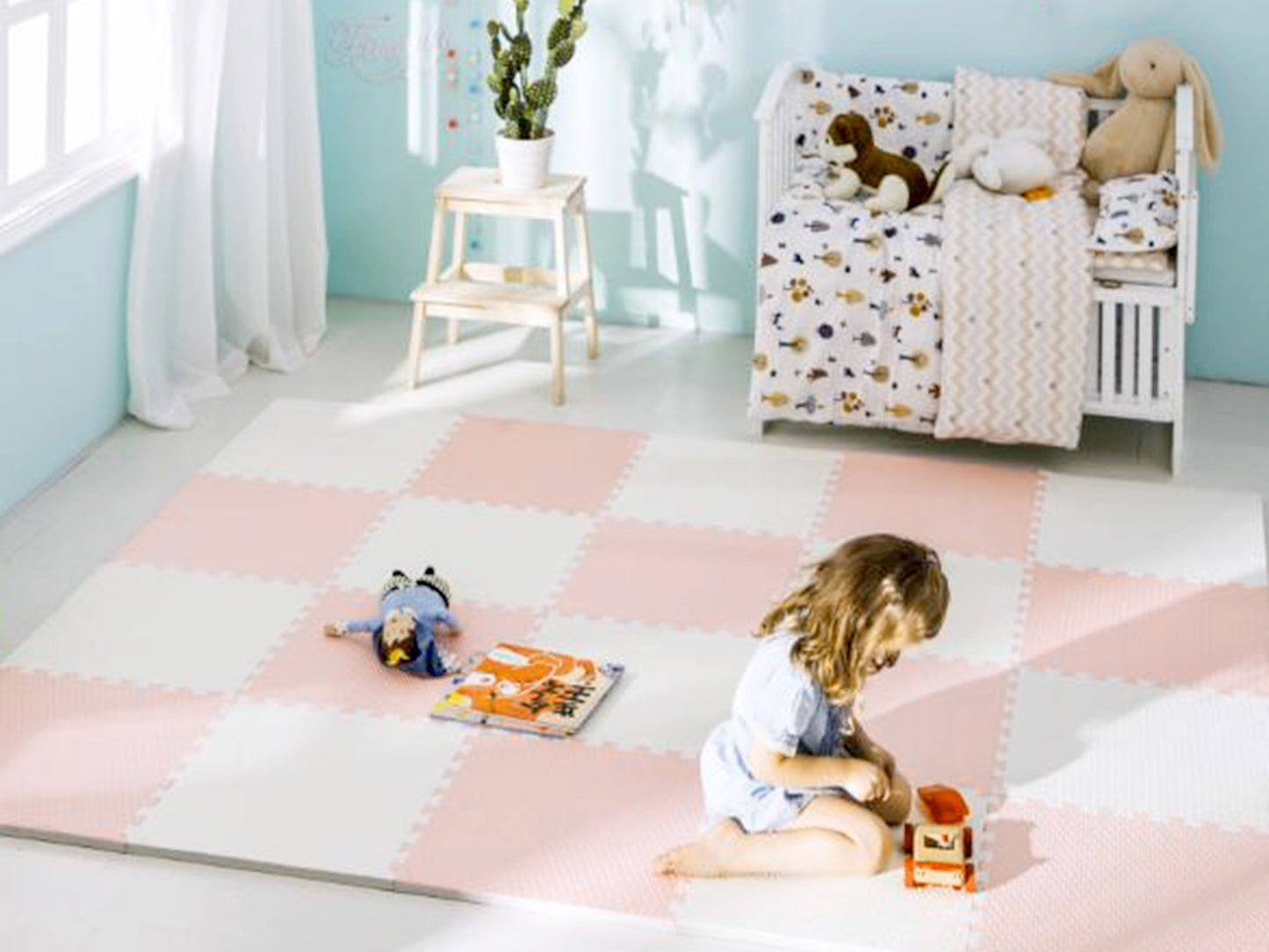 Ricokids large foam puzzle mat 60x60 cm 4 pcs. peach and white