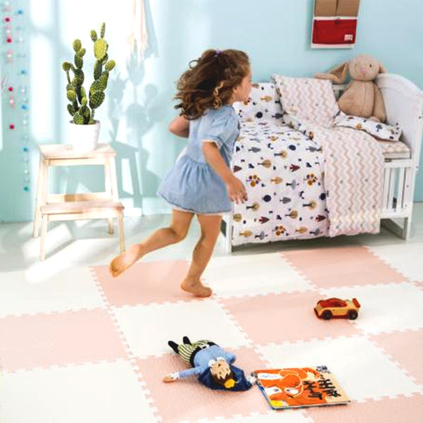 Ricokids large foam puzzle mat 60x60 cm 4 pcs. peach and white
