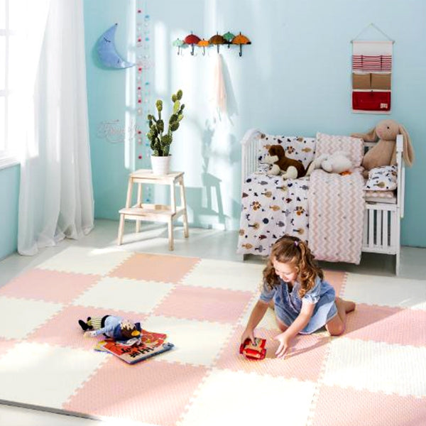 Ricokids large foam puzzle mat 60x60 cm 4 pcs. peach and white