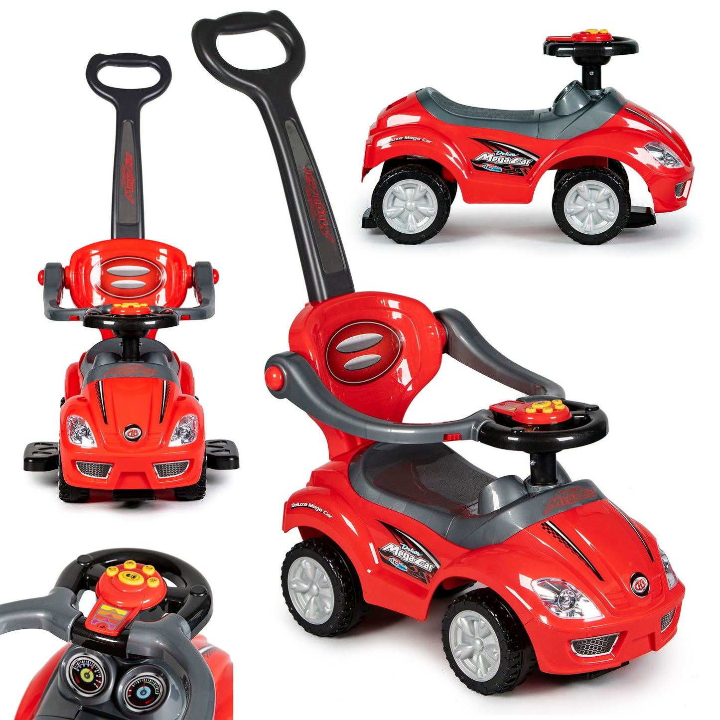 Ride On Toy Push Car Walker with handle 3in1-red