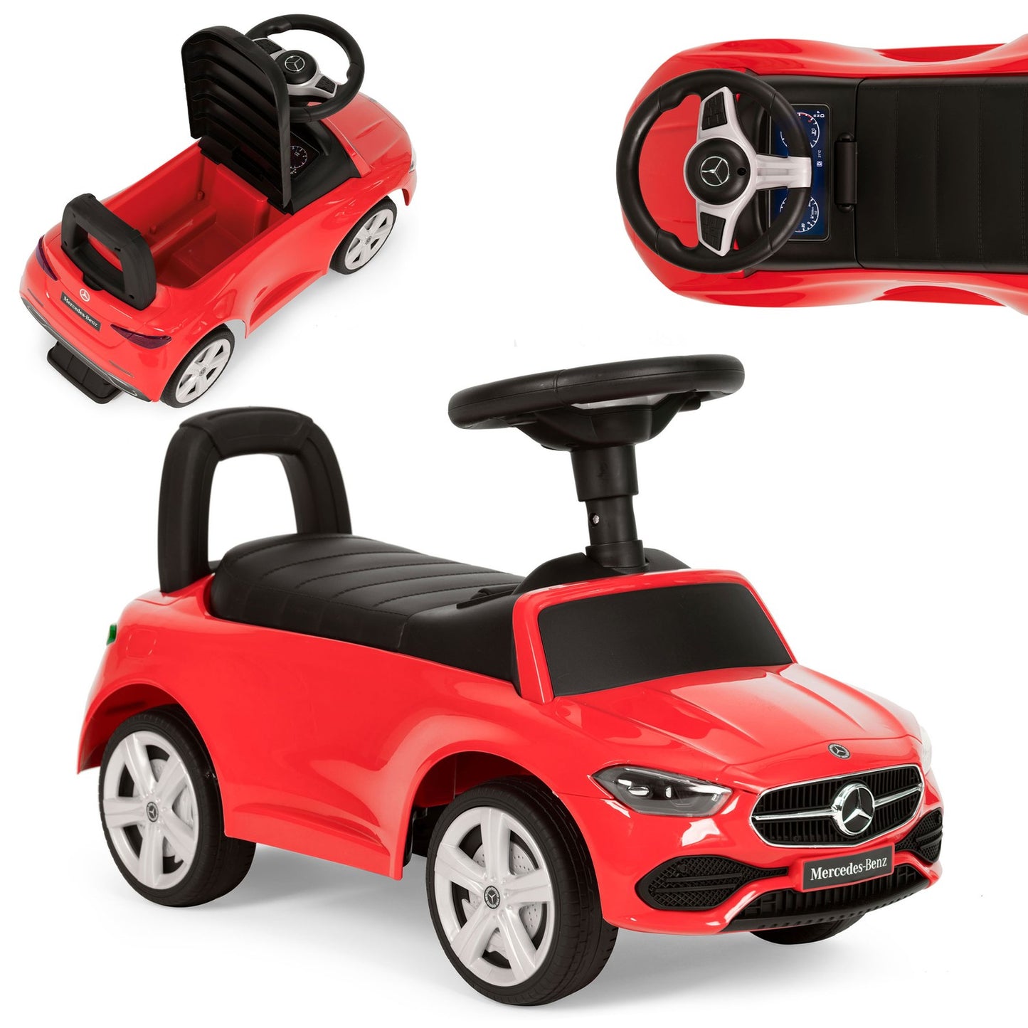 Ride-on car Mercedes C CLASS interactive steering wheel sounds red