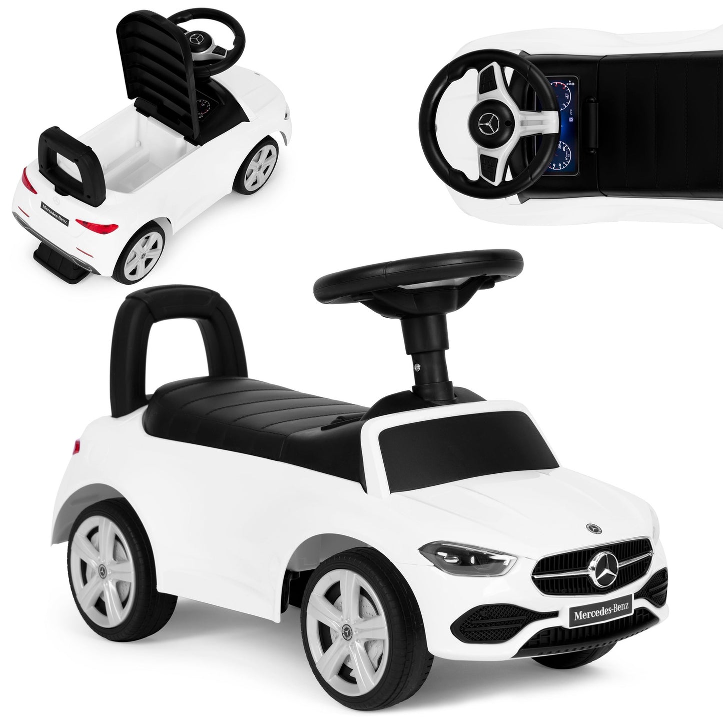 Ride-on car Mercedes C CLASS interactive steering wheel sounds white