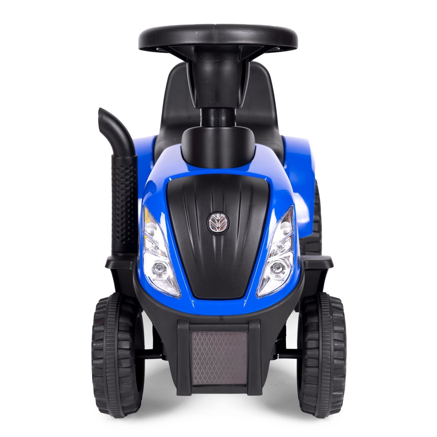 Ride-on tractor with trailer for children, interactive steering wheel, sounds, blue