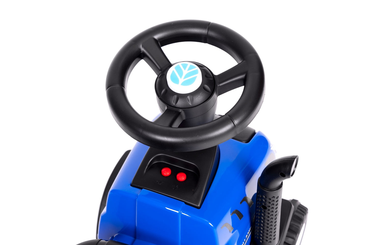 Ride-on tractor with trailer for children, interactive steering wheel, sounds, blue