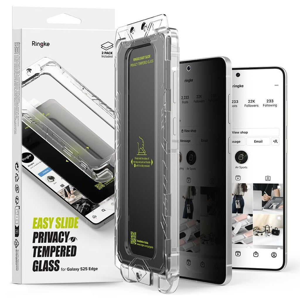 Ringke Easy Slide 2-pack Privacy Glass Skärmskydd för Samsung Galaxy S25 Edge