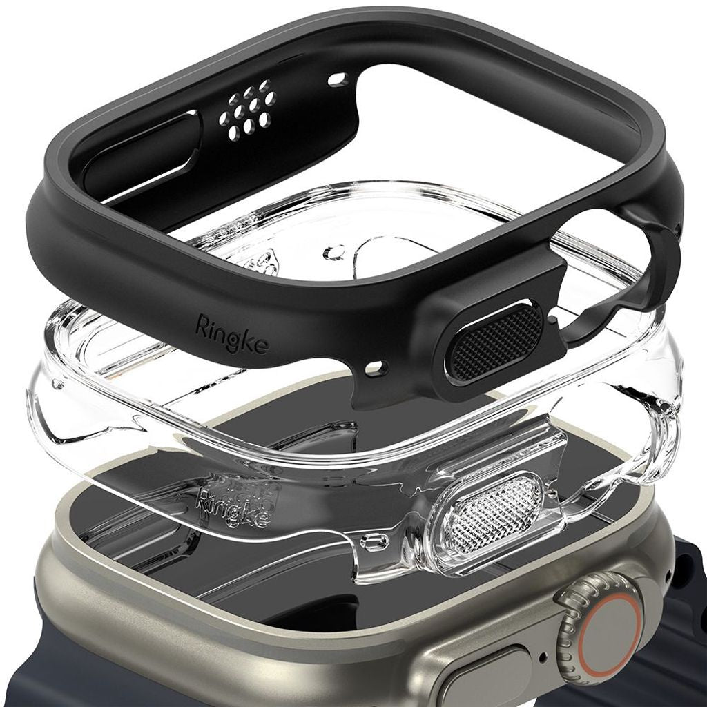 Ringke Slim-skal till Apple Watch Ultra 1/2 (49 mm), 2-pack - Transparent/Svart