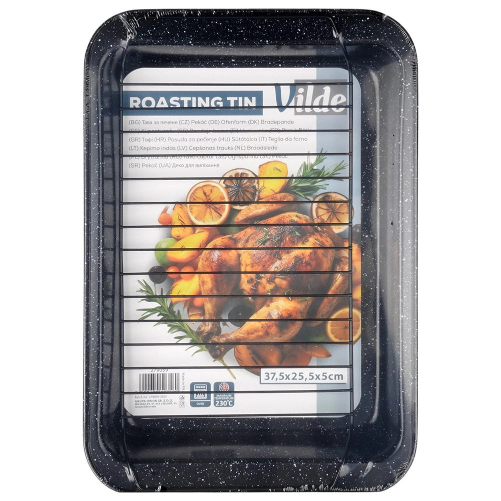 Roasting Pan with Rack, Non-Stick Granite, 37.5x25.5 cm