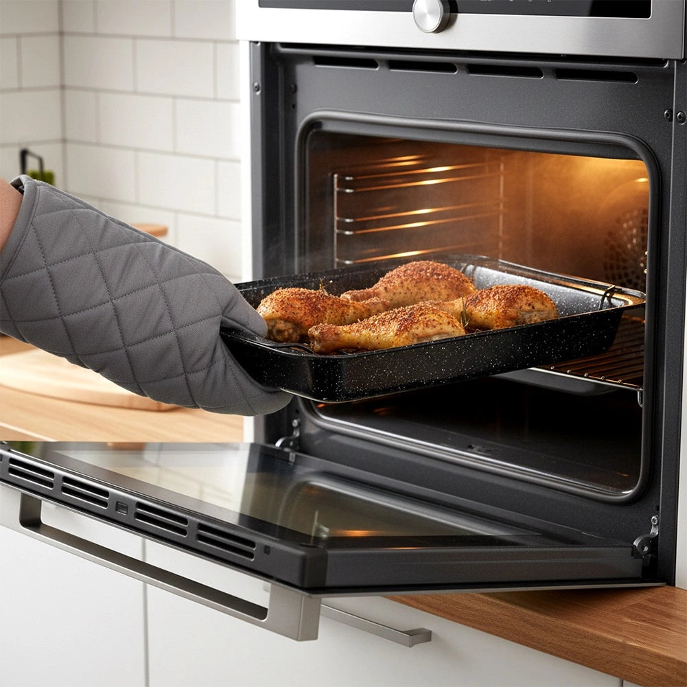Roasting Pan with Rack, Non-Stick Granite, 37.5x25.5 cm