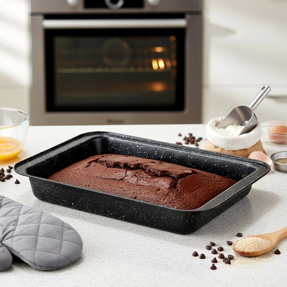 Roasting Pan with Rack, Non-Stick Granite, 37.5x25.5 cm