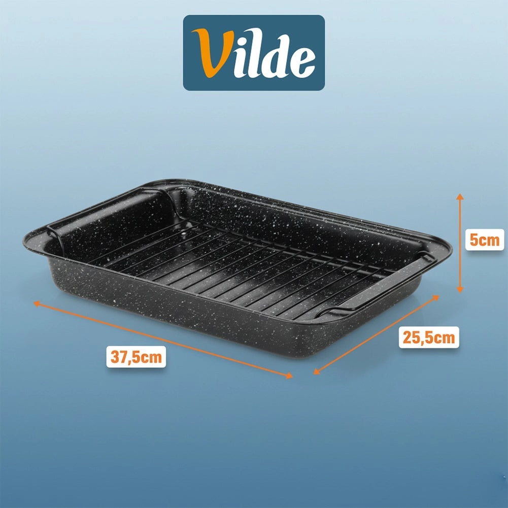 Roasting Pan with Rack, Non-Stick Granite, 37.5x25.5 cm