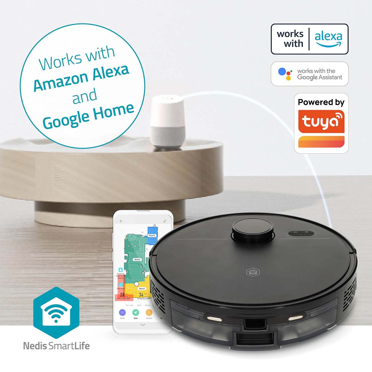 Robot Vacuum Cleaner, Laser Navigation, Wi-Fi, Black