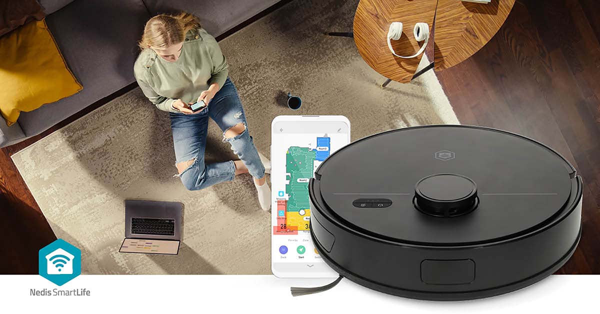 Robot Vacuum Cleaner, Laser Navigation, Wi-Fi, Black
