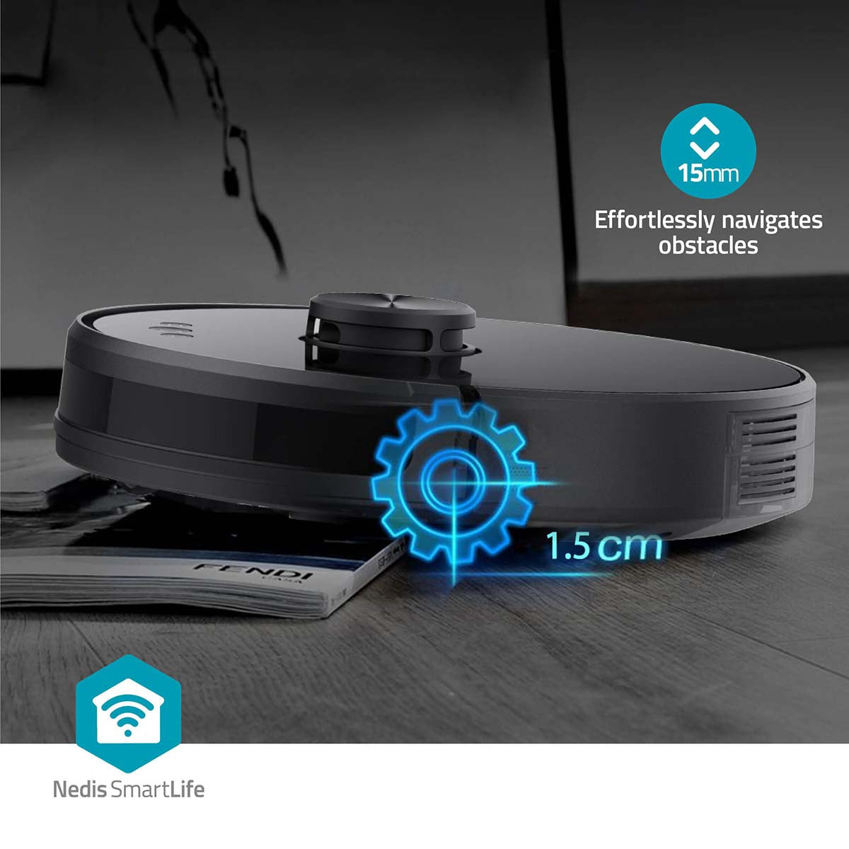 Robot Vacuum Cleaner, Laser Navigation, Wi-Fi, Black