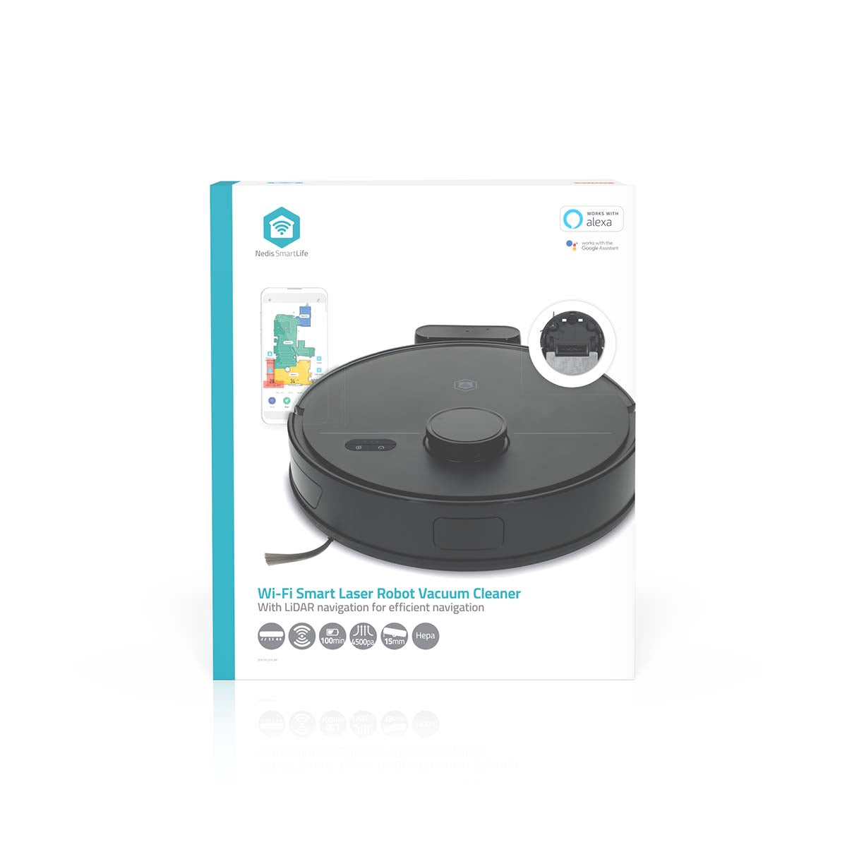 Robot Vacuum Cleaner, Laser Navigation, Wi-Fi, Black