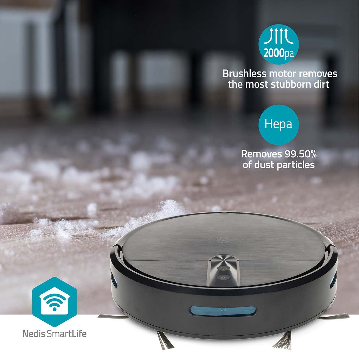 Robot Vacuum Cleaner, Wi-Fi, 0.6L, Auto Charge, 2hr Run Time