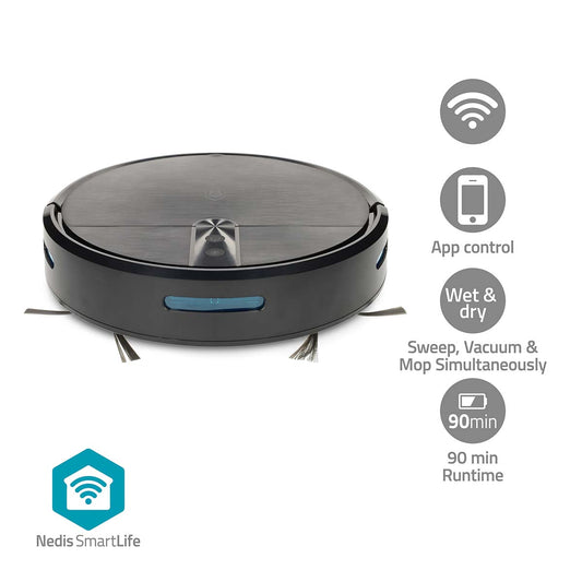 Robot Vacuum Cleaner, Wi-Fi, 0.6L, Auto Charge, 2hr Run Time