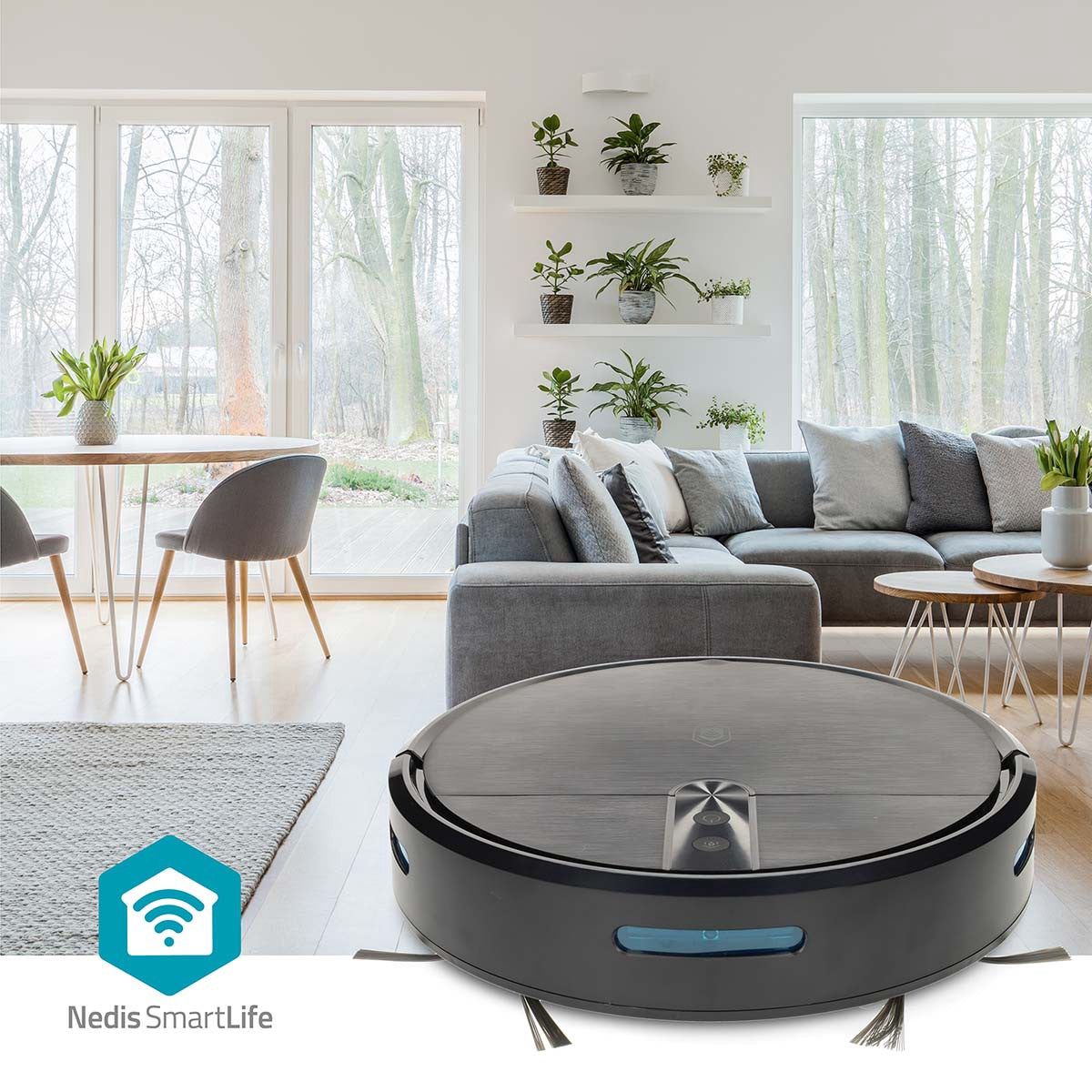 Robot Vacuum Cleaner, Wi-Fi, 0.6L, Auto Charge, 2hr Run Time