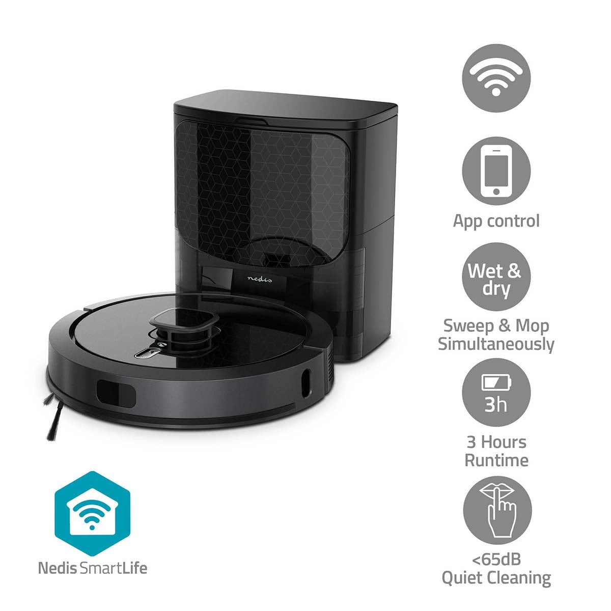 Robot Vacuum Cleaner with Laser Navigation, Wi-Fi, 3-Hour Runtime