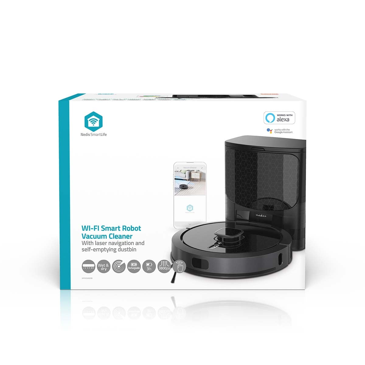 Robot Vacuum Cleaner with Laser Navigation, Wi-Fi, 3-Hour Runtime