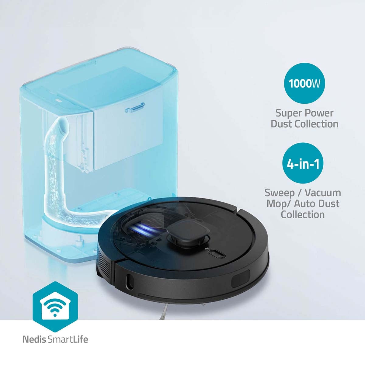 Robot Vacuum Cleaner with Laser Navigation, Wi-Fi, 3-Hour Runtime