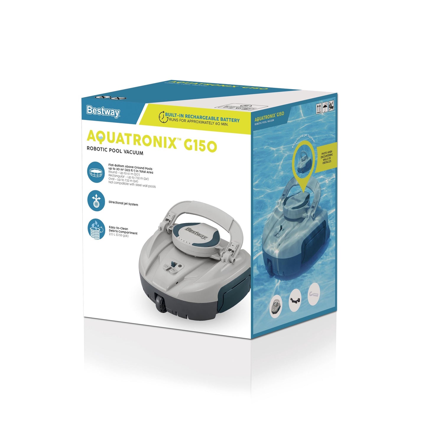 Robotic Pool Vacuum, Rechargeable, 2L Debris Capacity