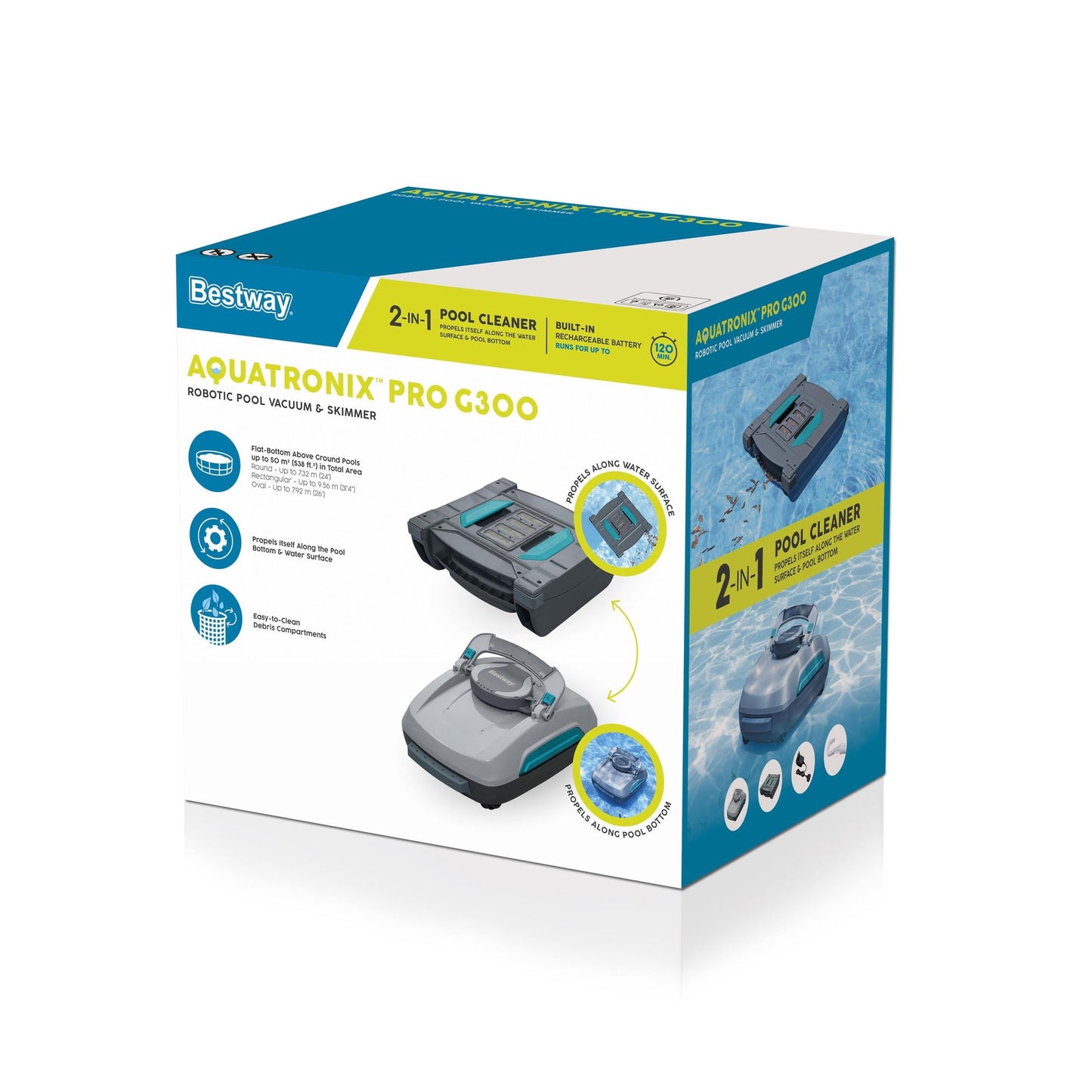 Robotic Pool Vacuum & Skimmer, 3.5L Capacity, Rechargeable
