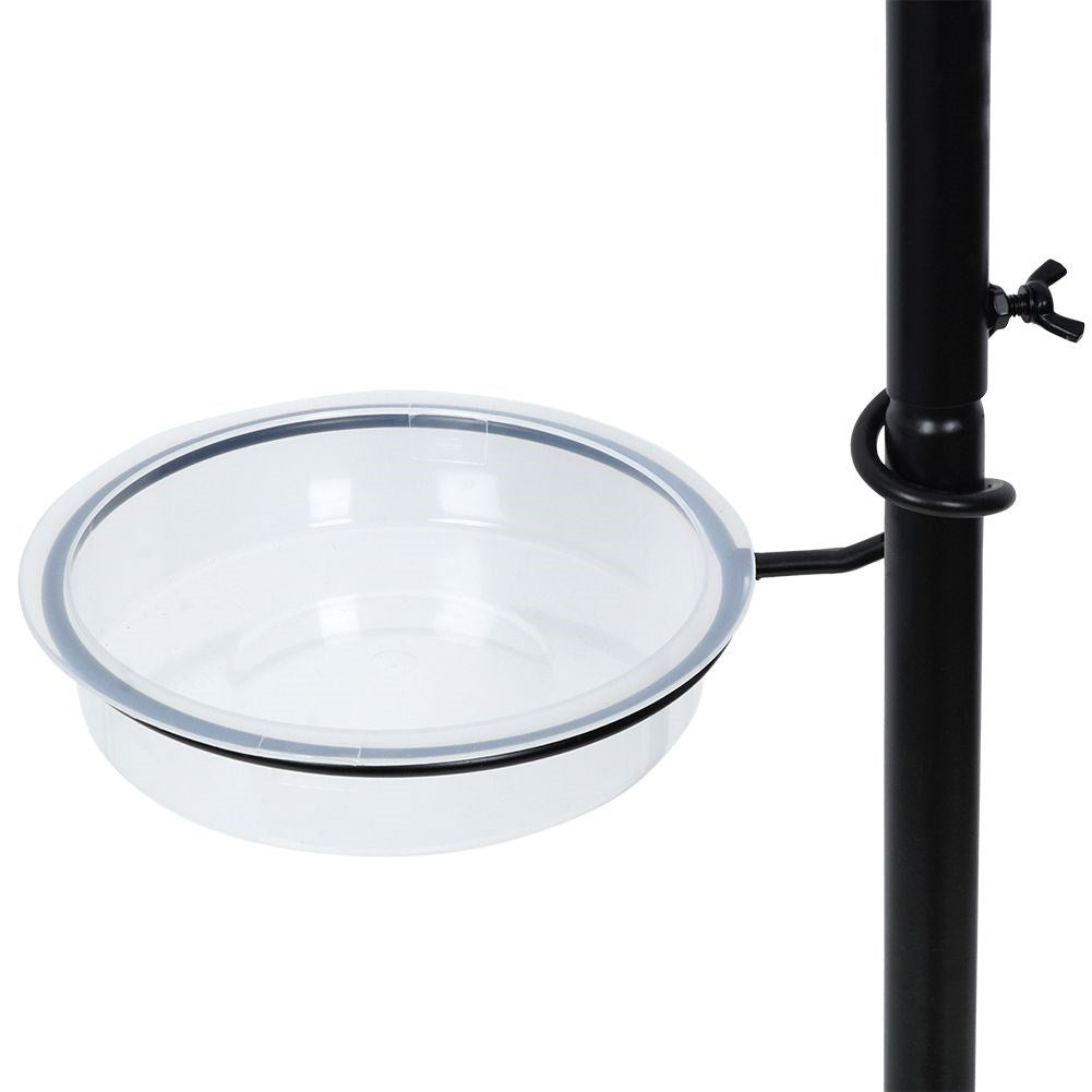 Robust bird feeder with ground spike and two bowls