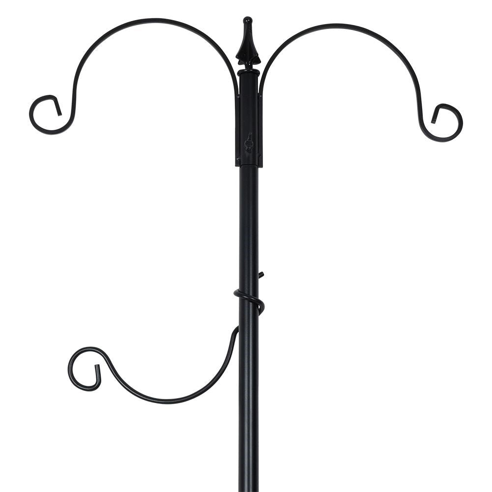 Robust bird feeder with ground spike and two bowls