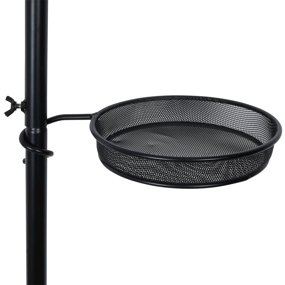 Robust bird feeder with ground spike and two bowls
