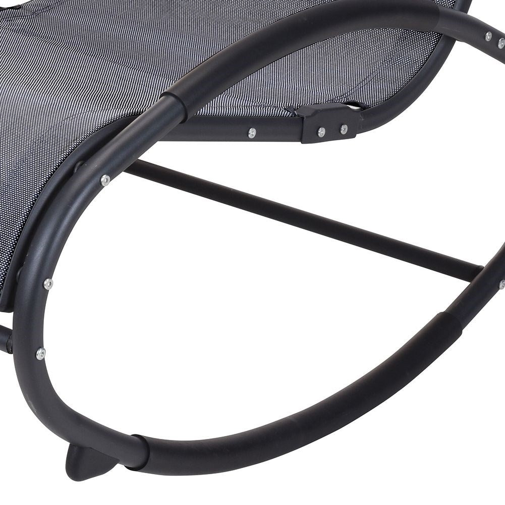 Robust rocking chair with cushion in dark gray polyester fabric