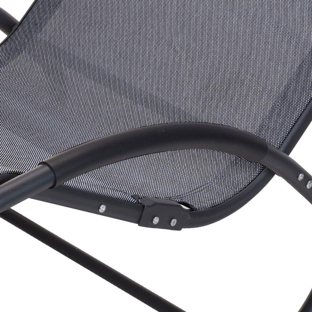 Robust rocking chair with cushion in dark gray polyester fabric