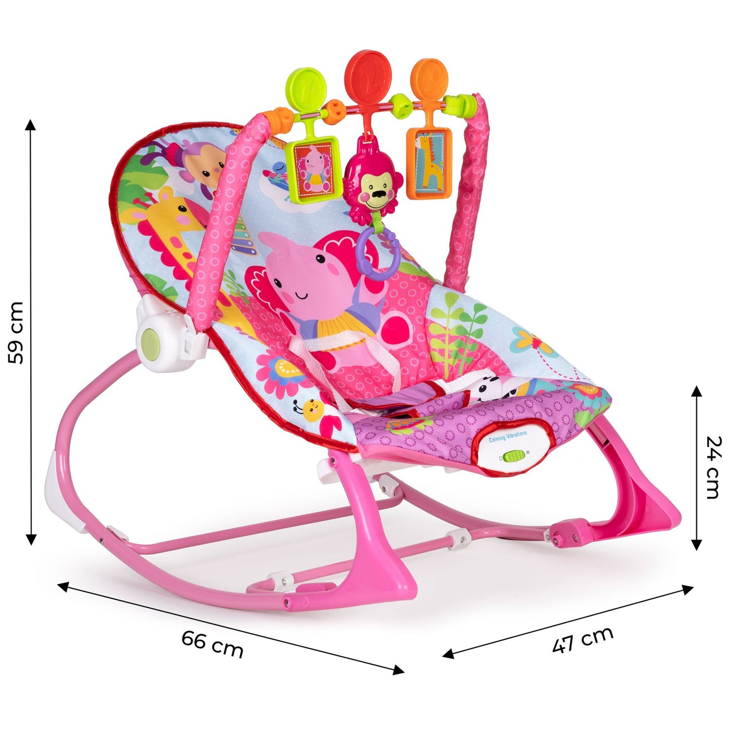 Rocker bouncer 2in1 vibrations sounds toys adjustable