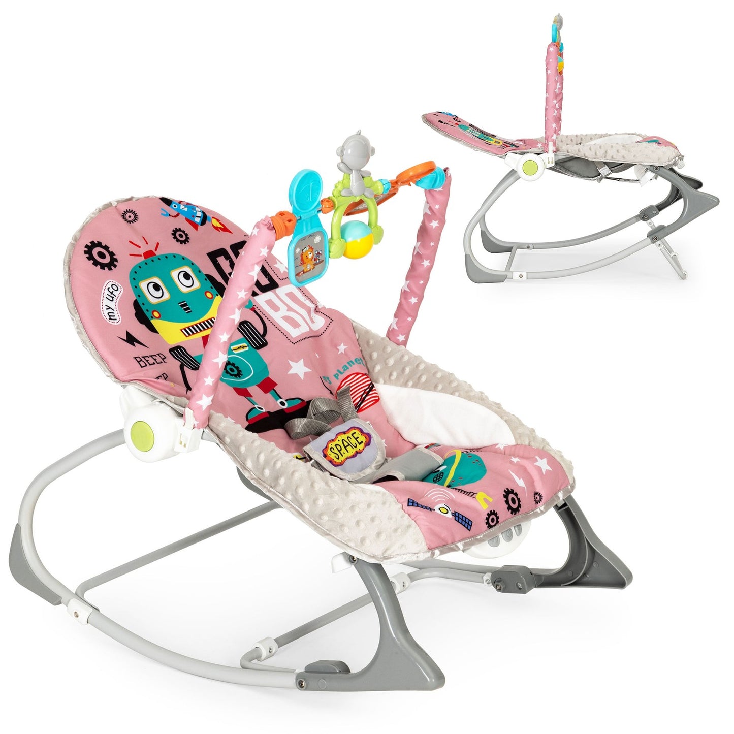 Rocking chair 2-in-1 with vibrations, sounds, regulation, ECOTOYS